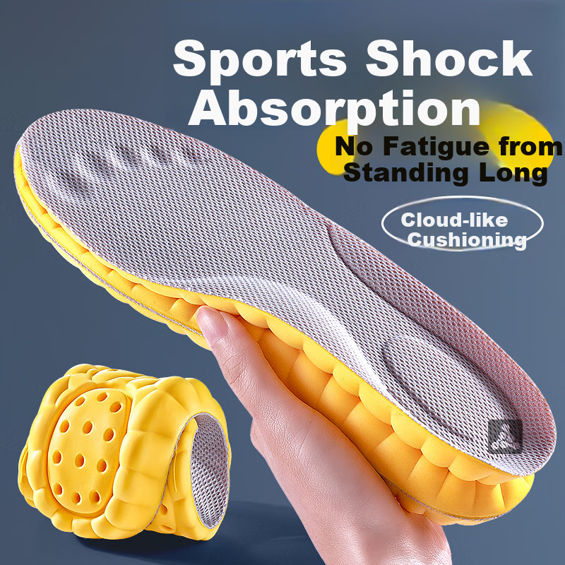 JVBV Sports Insoles Soft Elastic Anti-Fatigue High Resilience Shock Absorption Thickened Arch Support Sweat-Absorbing Breathable Size 35-36