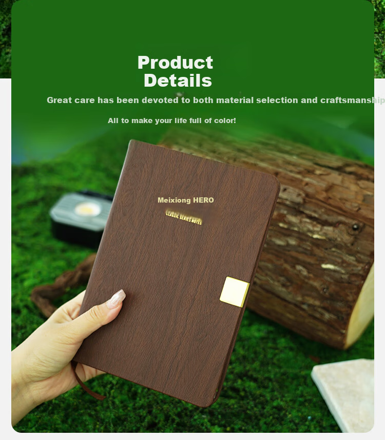 HERO New A5 Business Notebook Thickened Hard Cover Leather High-End Gift Meeting Office Stationery Lined Tearable Diary Journal Clip 6