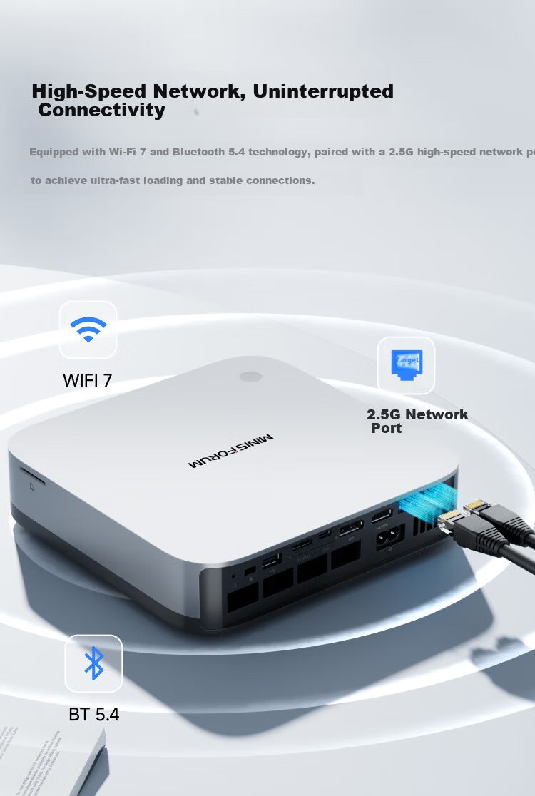 Mingfan X1Pro-255 Flagship AMD Ryzen 7 255 Mini Desktop PC Gaming Business Office 16GB RAM 1TB Storage 9