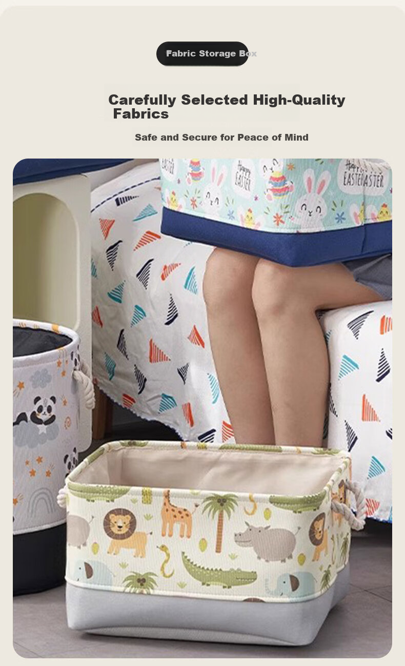 40,000 Kilometers Cartoon Fabric Toy Storage Box Large Thickened Foldable Children's Laundry Basket Baby Miscellaneous Storage Bin 3