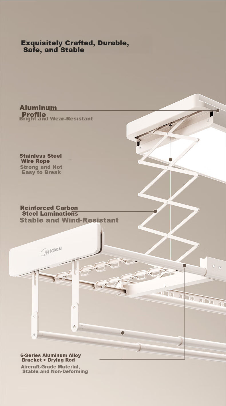 Midea Electric Clothes Drying Rack Smart Voice-Controlled Lift Ultra-Thin Dryer DH01LMAX 13