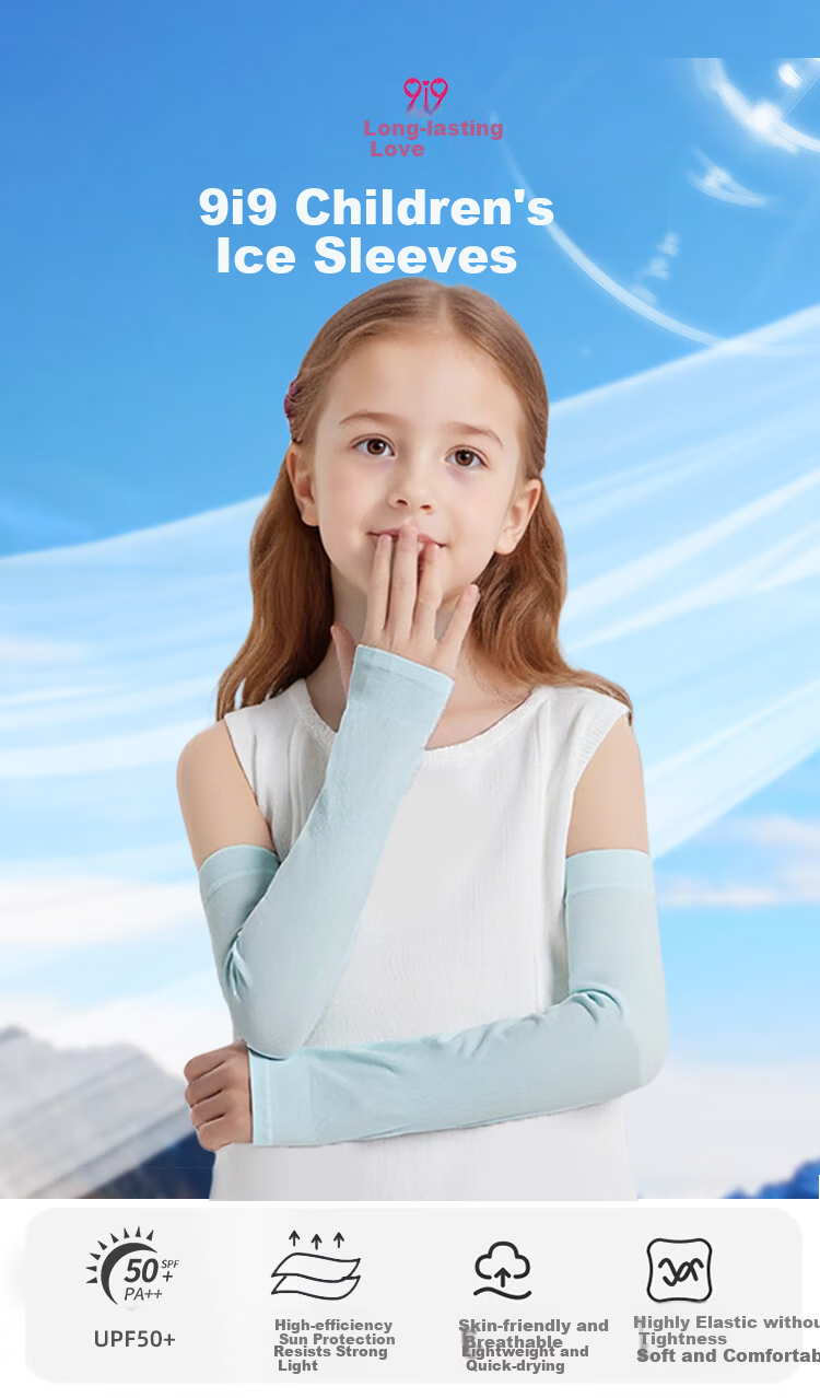9i9 Kids UV Protection Cooling Ice Silk Arm Sleeves Baby Girls Boys Quick-Dry Sun Protection F12 Pink 1