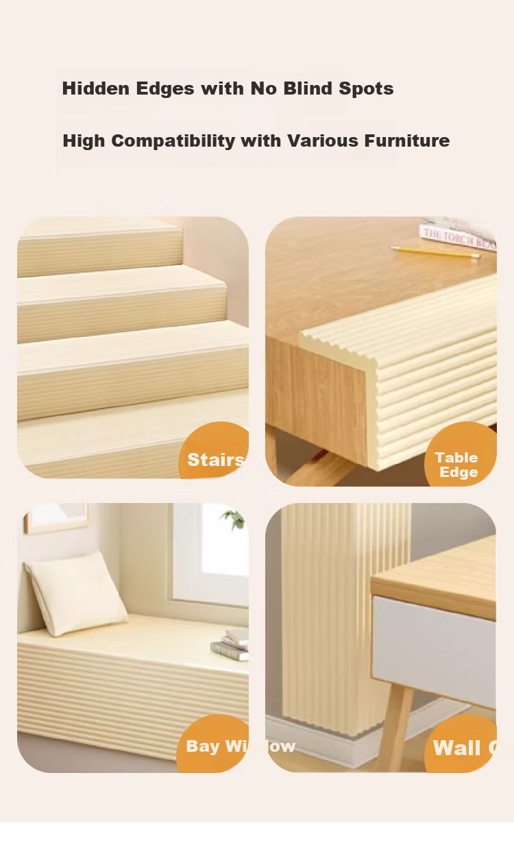 Bangbangzhu Thickened Self-Adhesive Free Anti-Collision Corner Guard Edge Cushion Window Sill Bed Soft Corner Protector Off-White 200*30*1.3CM 10