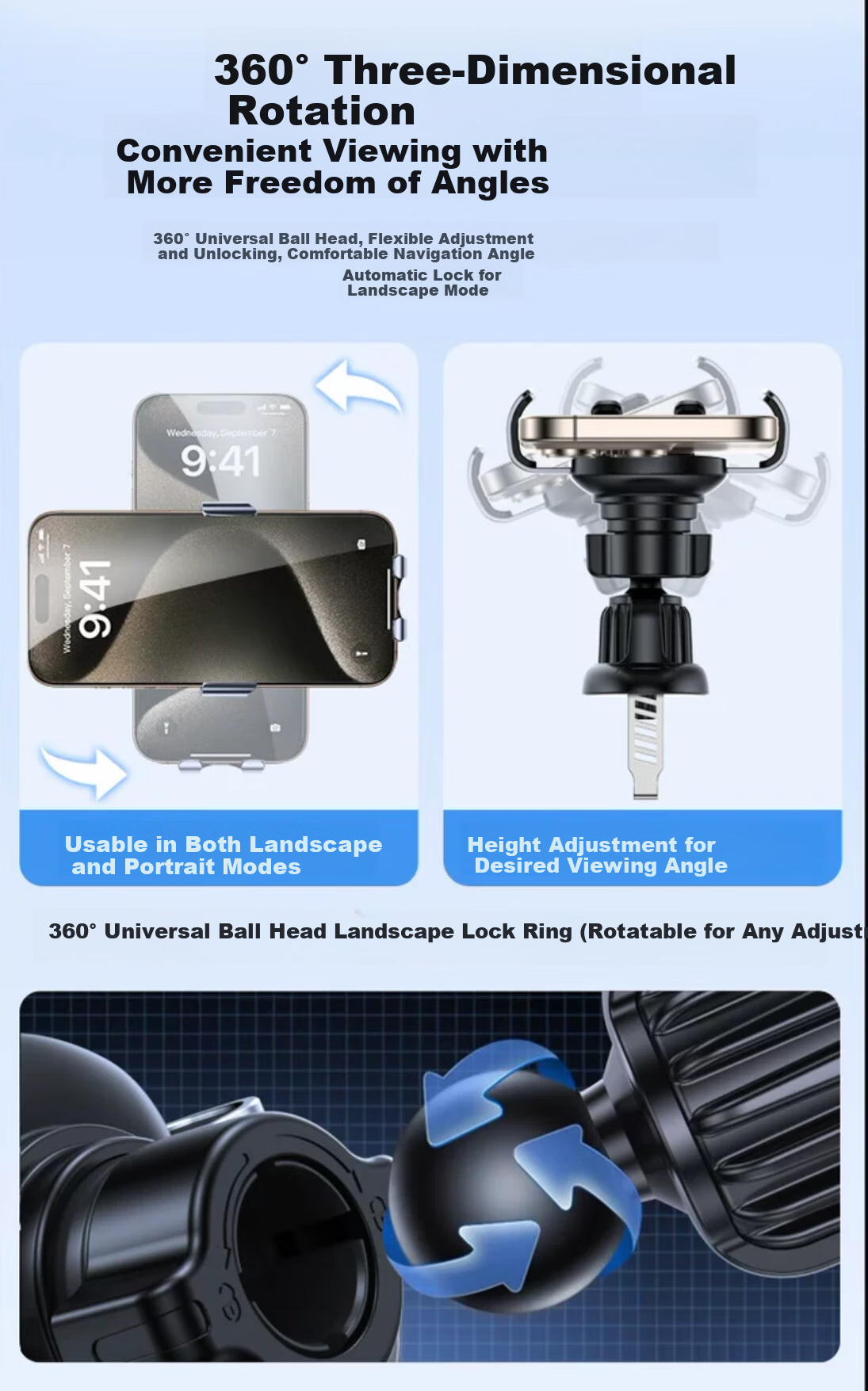 Howtreats Car Phone Holder 2026 New Model Air Vent Mount Multi-Functional Anti-Shake Universal Car Phone Stand 2