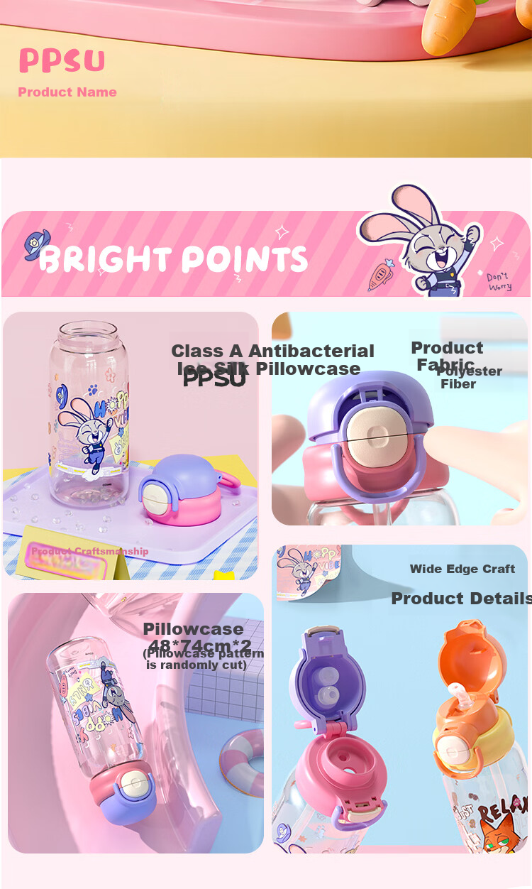 Disney Kids Plastic Water Bottle High Temperature Resistant PPSU Straw Cup Student School Water Bottle Drop Resistant Direct Drinking Cup Birthday Gift 2