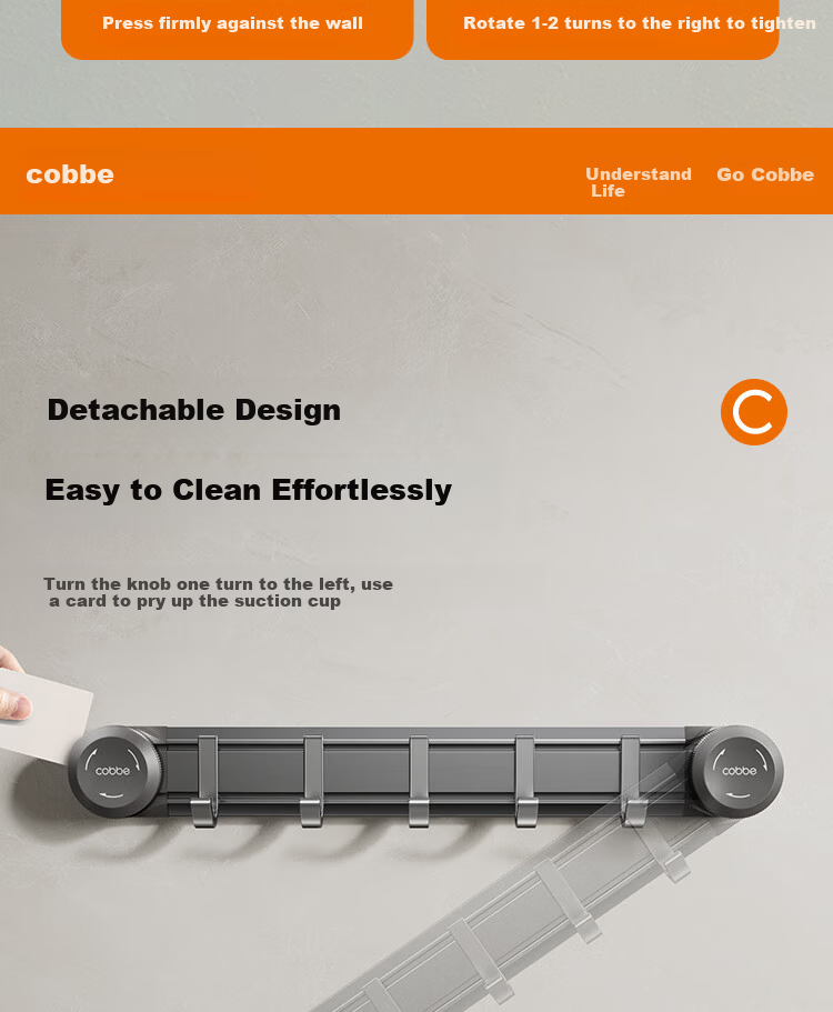 Cobbe Bathroom Hook No-Drill Suction Cup Strong Adhesive Hook Wall-Mounted Clothes Hanger for Dormitory Toilet 6