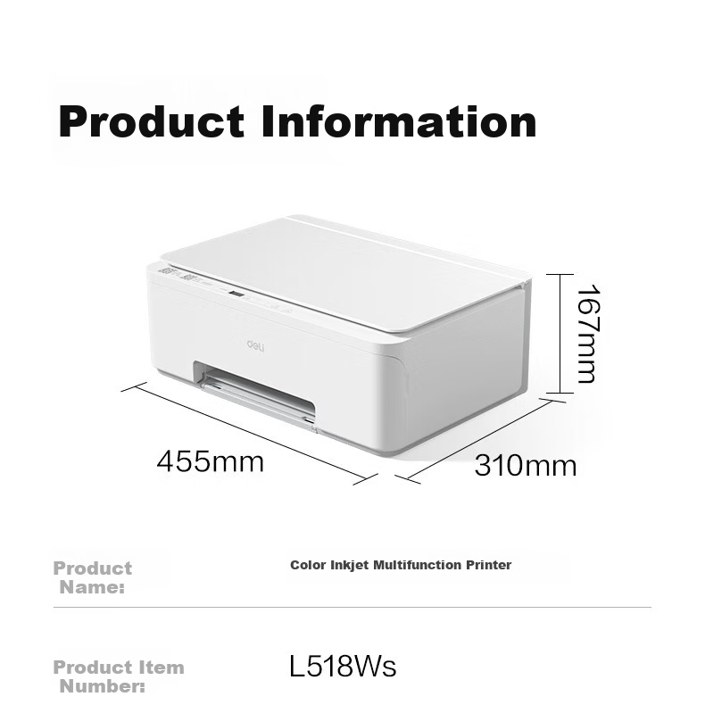 Deli AI Home Printer 3-in-1 Color Error Correction Wireless Mobile Copy Scan Inkjet Photo Printer 41