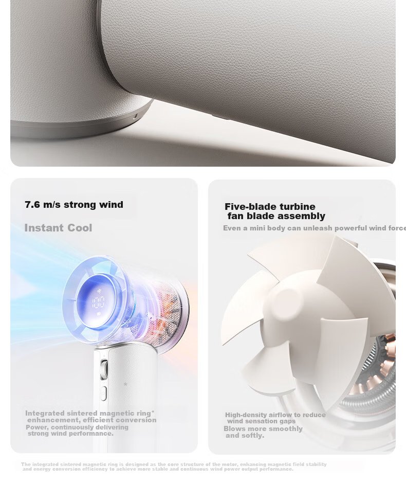 JISULIFE Pro1 Mini Handheld Portable High-Speed Bladeless Turbo Rechargeable Outdoor Fan White 9