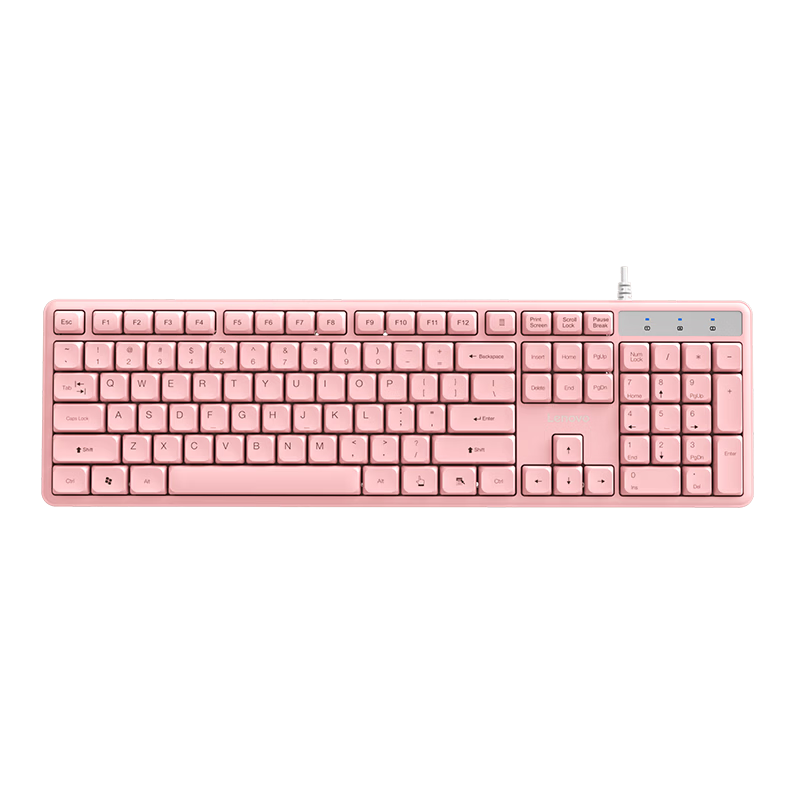 Lenovo Wired Keyboard Female Office Keyboard Quiet Full-Size One-Key Service USB Interface Laptop Desktop All-in-One K15 Pink
