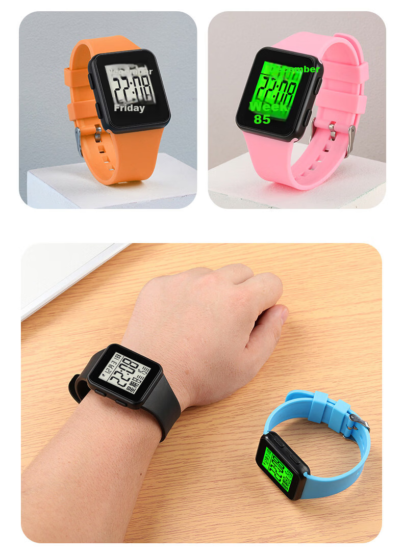 GEORGCOUNT Men's Multifunctional Square Digital Watch, Student Unisex Alarm Clock, Luminous Sports Children's Watch for Boys 18