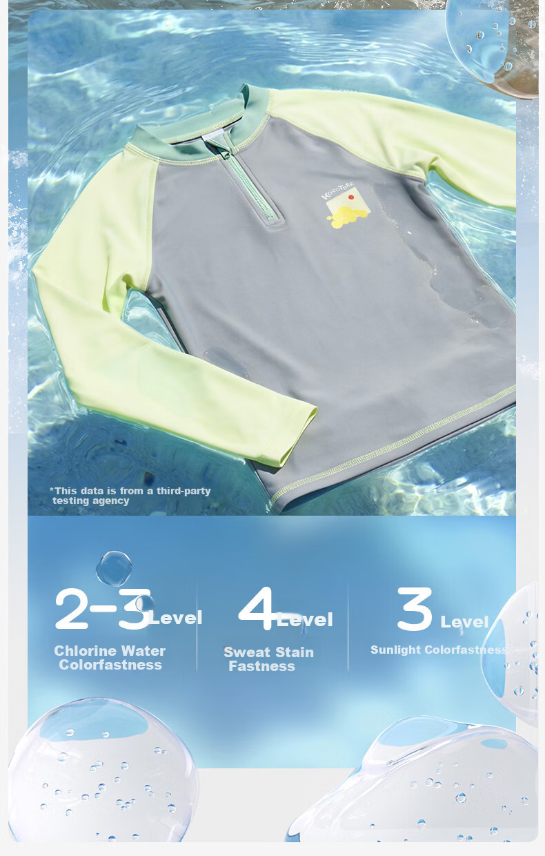 Kocotree KK Tree Kids Swimwear Original Yarn Sun Protection Boys and Girls Two-Mode Wet and Dry Split Swimsuit Long Sleeve Island-Level Three-Piece Set 19