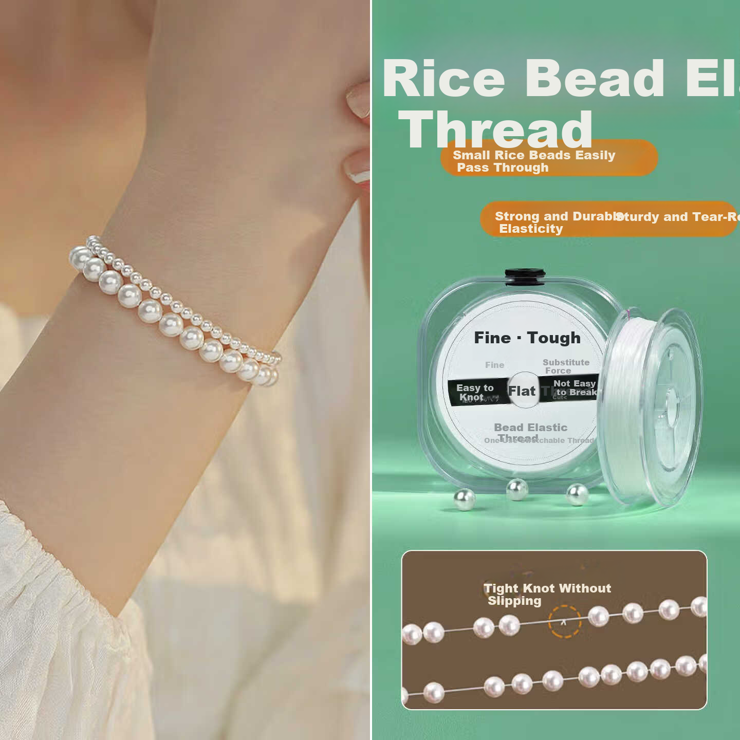 Shayanxi Green Elastic Beaded Bracelet Cord Durable Flat Elastic Thread for Beading Crystal Jewelry String 7