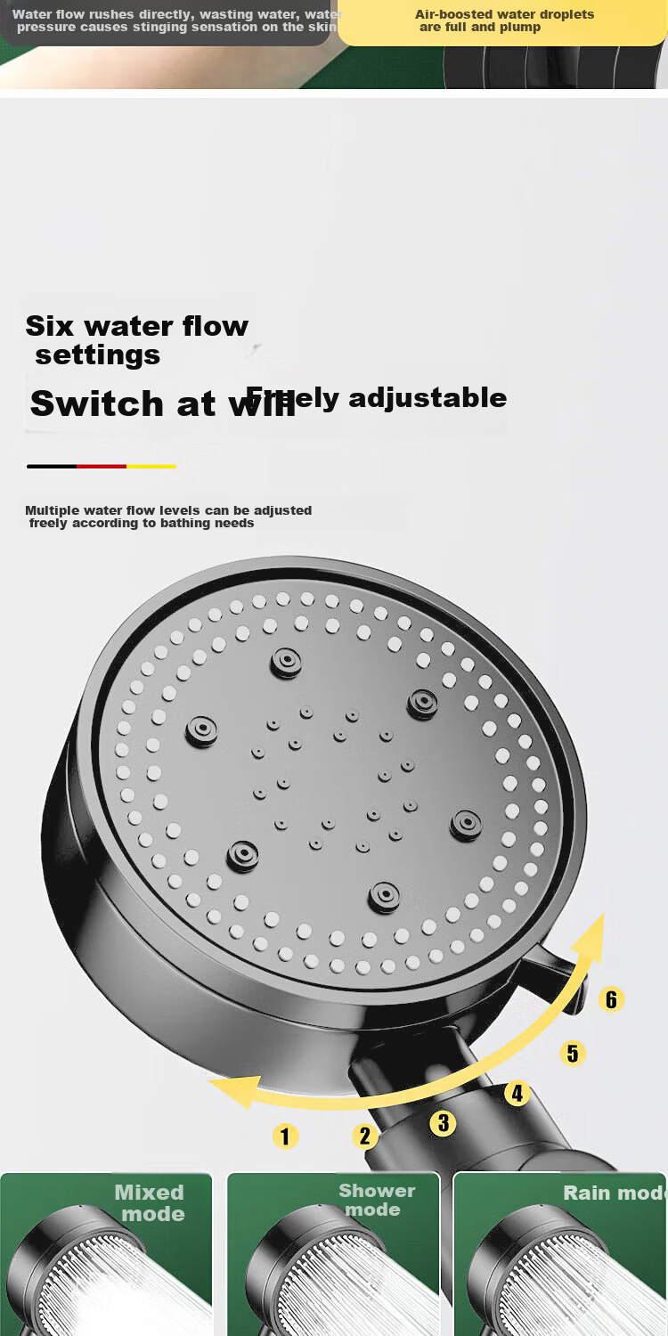 Del 28-Year Brand High-Pressure Shower Head Powerful Multi-Function Handheld Shower Y-817 5
