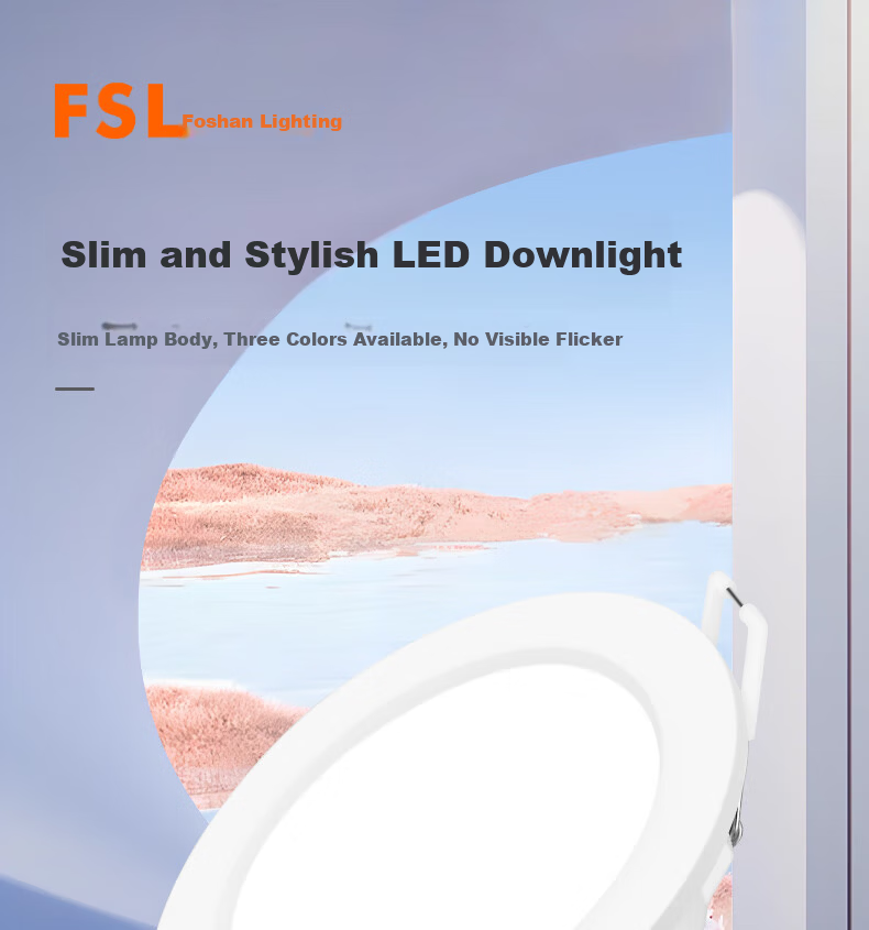 Foshan Lighting (FSL) Ultra-thin LED Recessed Downlight Ceiling Spotlight 18W Cutout 195-205mm Cool White (6000K) Lejia Series 1