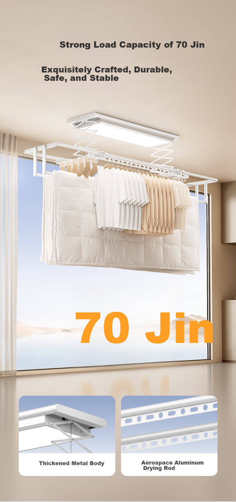 Midea Electric Clothes Drying Rack Wireless Remote Control Lift Ultra-thin Retractable Clothes Dryer Z1【Price Protection 618】 9