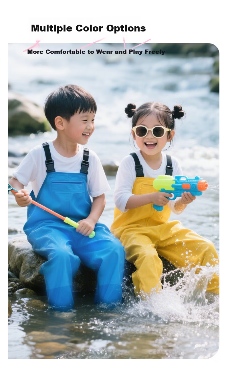 Blue Owl Shield Kids Beachcombing Suit Unisex Rain Boots Waterproof Wading Pants Water Play Suit YX1056 Size 29 3