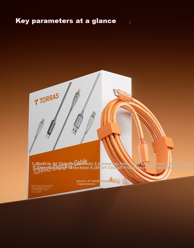Torras Apple 17 Charging Cable [Little Ice Line · Low Temperature Protection] iPhone 16 Pro Max Data Cable Dual Type-C 60W Fast Charger Compatible with All Apple Models Car Fast Charging 10
