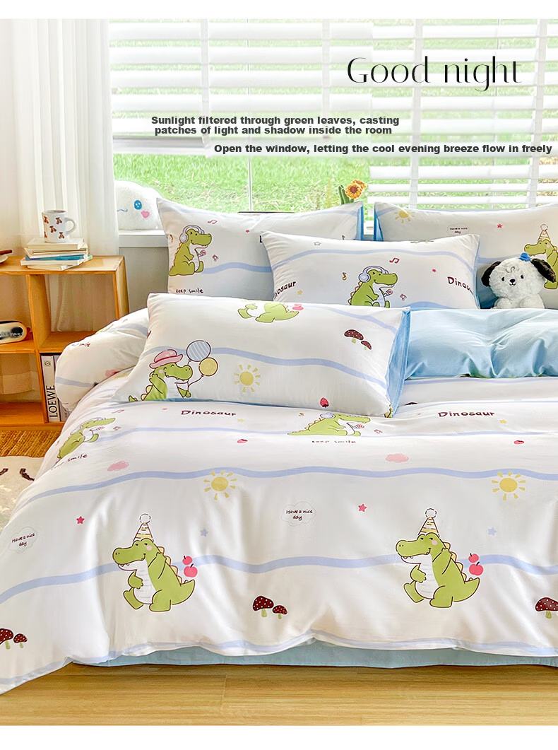 Grace 7A Antibacterial 100% Cotton Three-Piece Set Xinjiang Cotton Bedding 0.9/1.2m Bed Quilt Cover 150x200cm 14