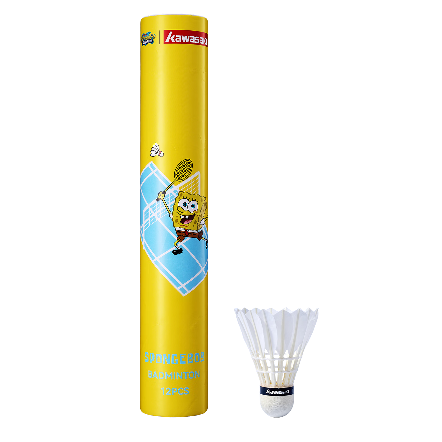 KAWASAKI SpongeBob Collaboration Duck Feather Badminton Shuttlecocks Durable Stable Flight Training Shuttlecocks 12-Pack