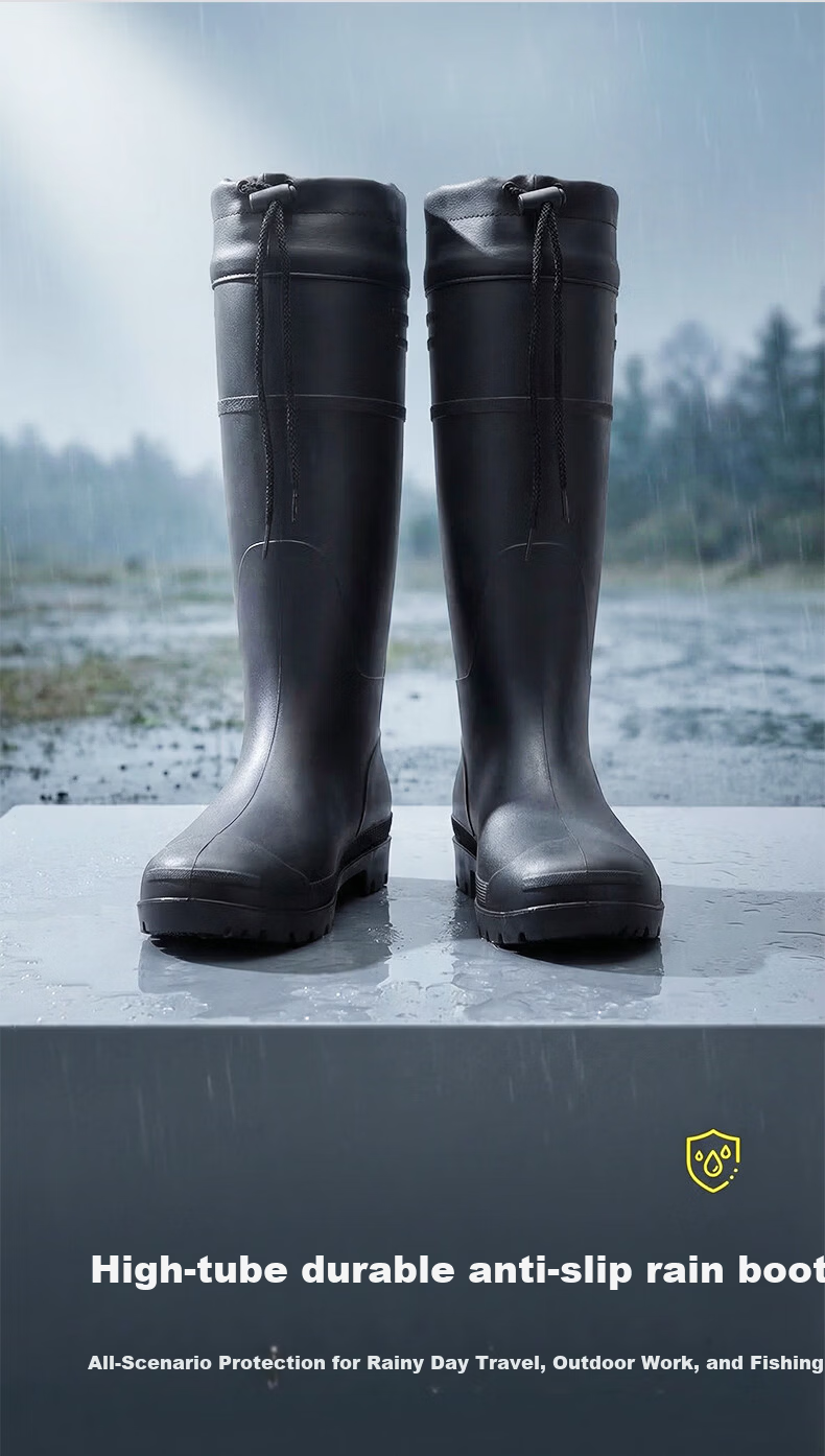BlueOwl Shield Men's Outdoor Waterproof Non-Slip Rain Boots Rubber Shoes Durable Water Shoes YX1008-1 Size 44 3