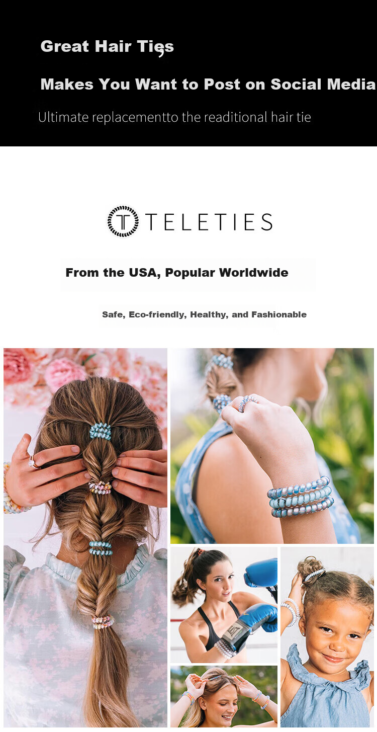 TELETIES Phone Cord Hair Tie Elastic Hair Band Hair Accessory Children's Day Gift Girl Spring Vibes Medium Size 1