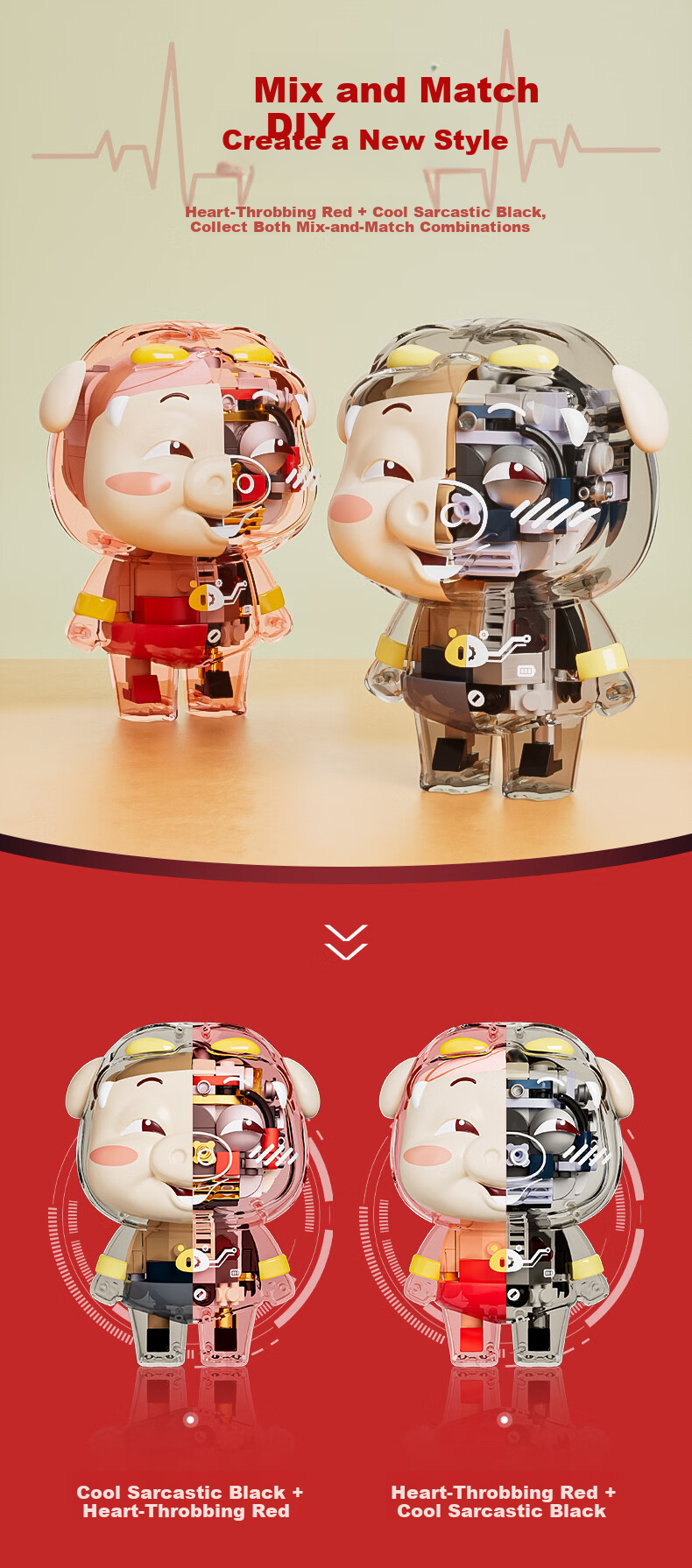 JAKI Building Block Mechanical Genuine GG Bond Magnetic Model Children's Toy Boys Girls Birthday Gift Red New Arrival 8