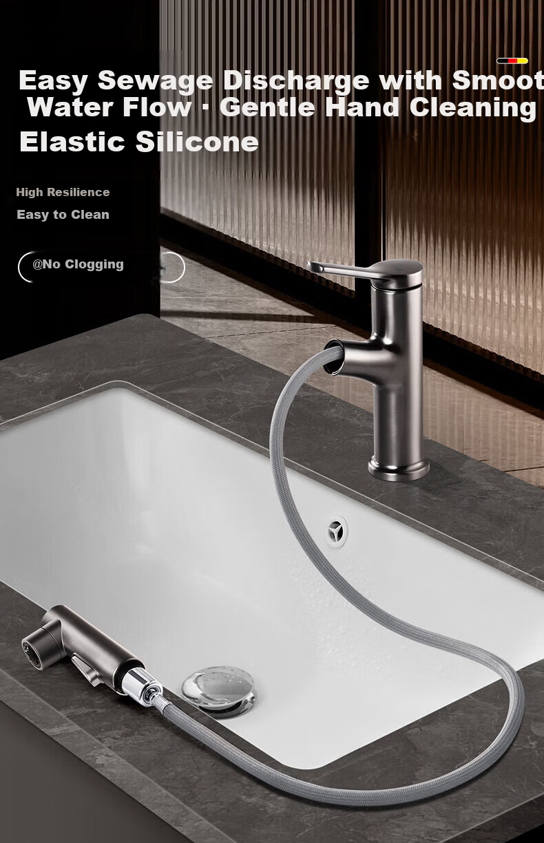 IVORPO German Basin Faucet Pull-Out Hot and Cold Bathroom Sink Tap 7