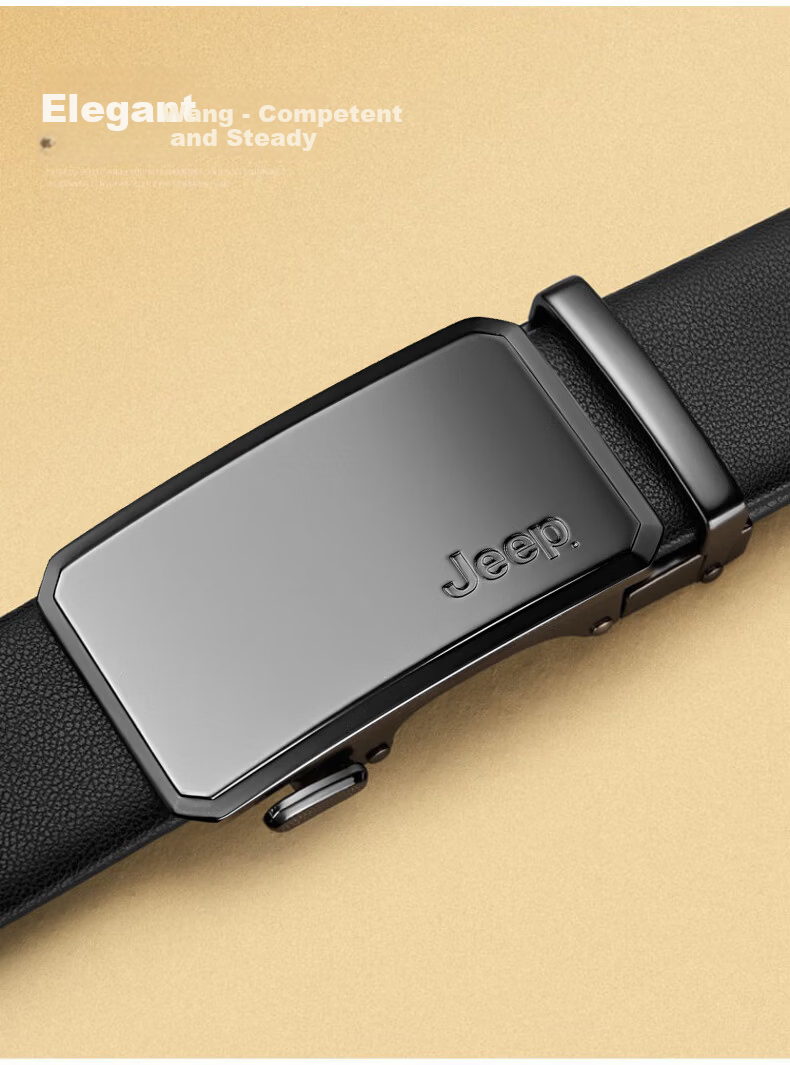 JEEP 2026 New Men's Genuine Leather Automatic Buckle Belt Casual Waistband Father's Day Gift for Dad Husband 3