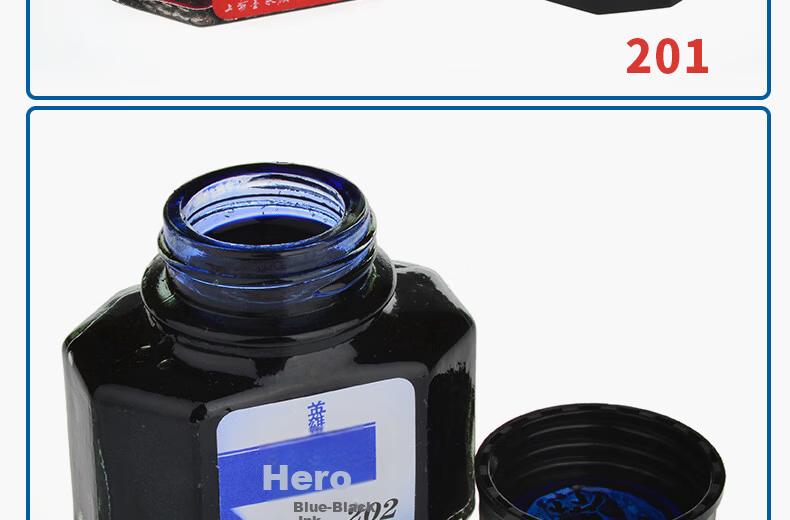 HERO Fountain Pen Ink 231A Non-Carbon Ink 75ml Large Capacity Red Upgraded Drop-Resistant Bottle 8