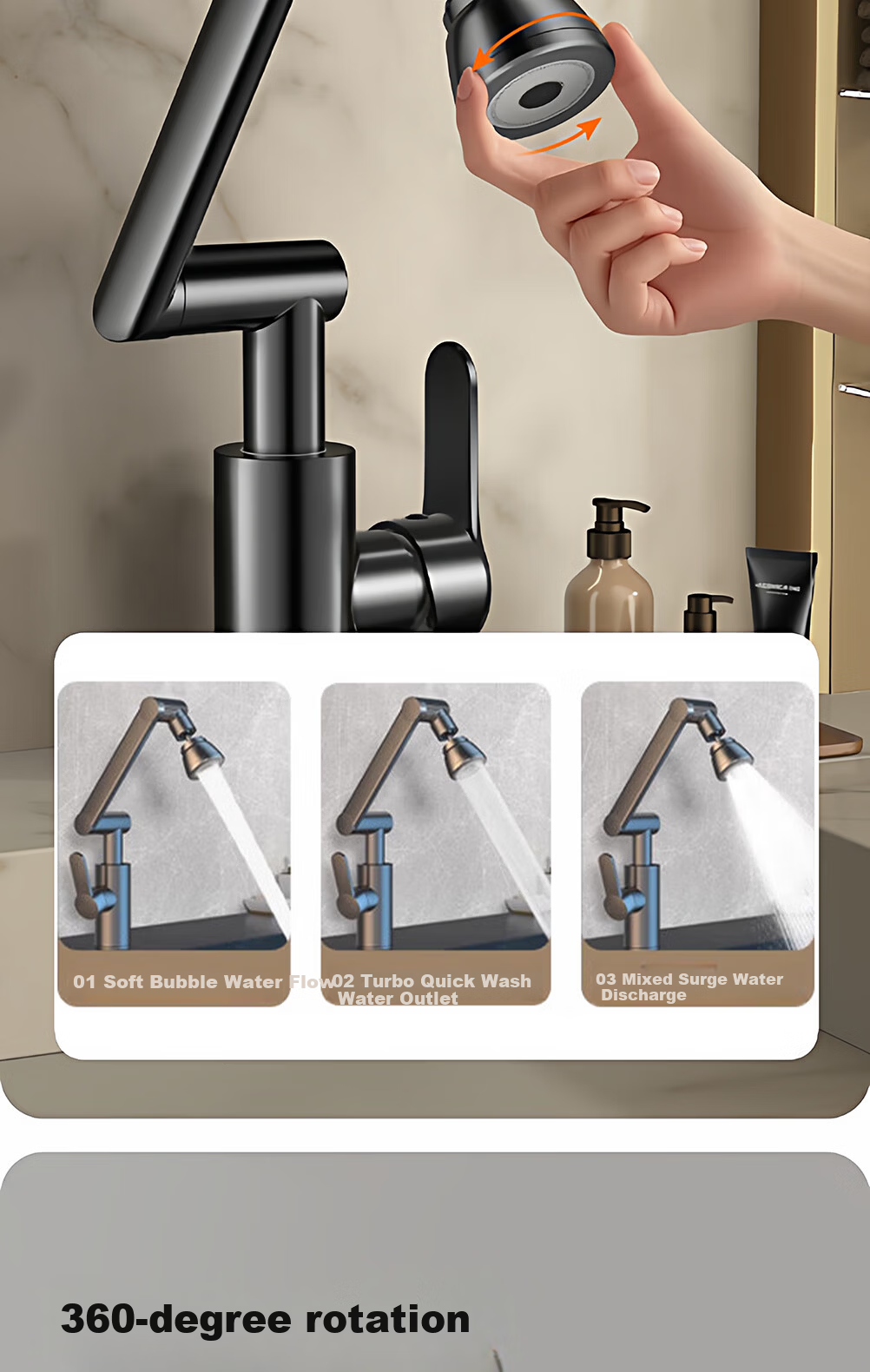 Baihan Basin Faucet Bathroom Sink Faucet Hot and Cold Water Two-in-One 12