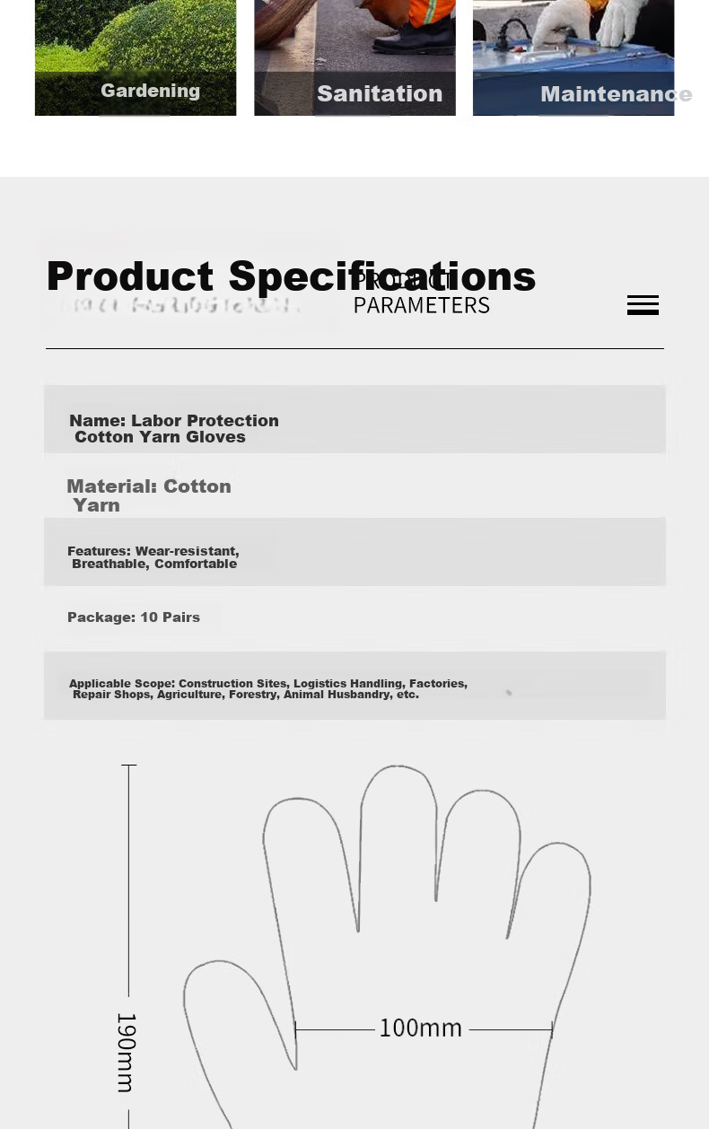 Aideer Labor Protection Cotton Thread Gloves Work White Cotton Yarn Safety Gloves Value Pack CW687688 5