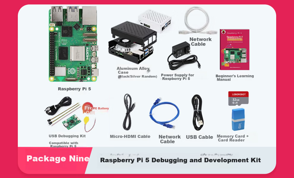 Raspberry Pi 5 Official Original Development Board 5th Generation Mainboard LINUX Kit Computer AI Programming 4GB Mainboard Starter Kit (8GB) 14