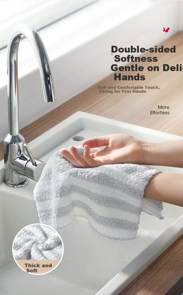 Melia Dishwashing Cloth Oil-Resistant Kitchen Cleaning Cloth 28x28cm 8-Pack Lint-Free Thickened Dishcloth Brush Tool 8