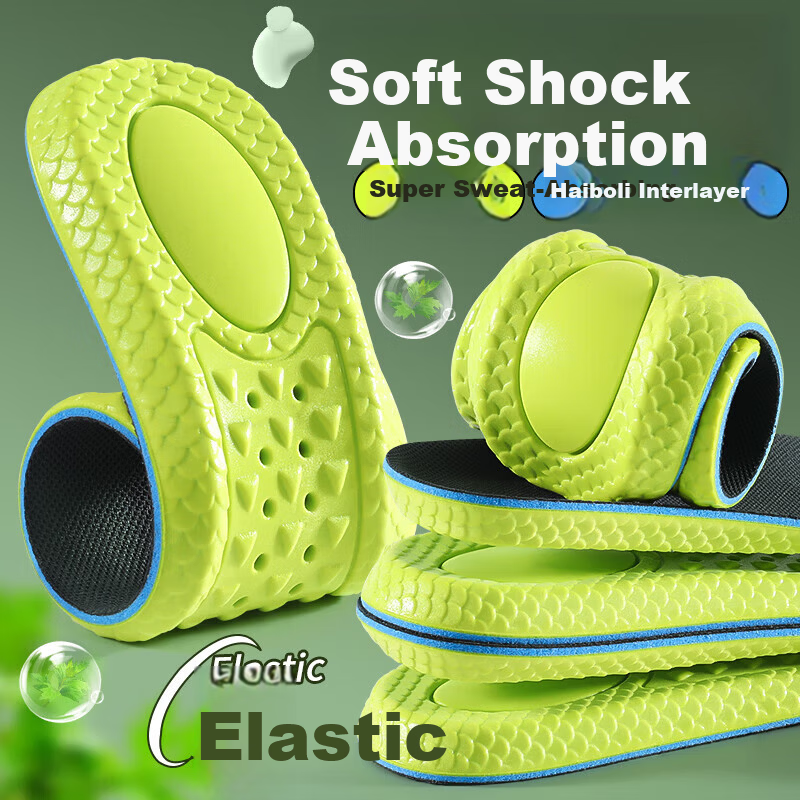 3AnGnI 2-Pack Insoles Unisex High Elastic Shock Absorption Antibacterial Sweat-Absorbing Odor-Resistant Sports Insoles for Long Standing Size 43-44
