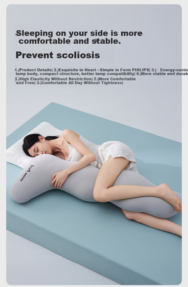 MiiOW Long Bed Backrest Pillow Pregnancy Leg Clamping Body Pillow Ergonomic Adult Female Side Sleep Pillow 6