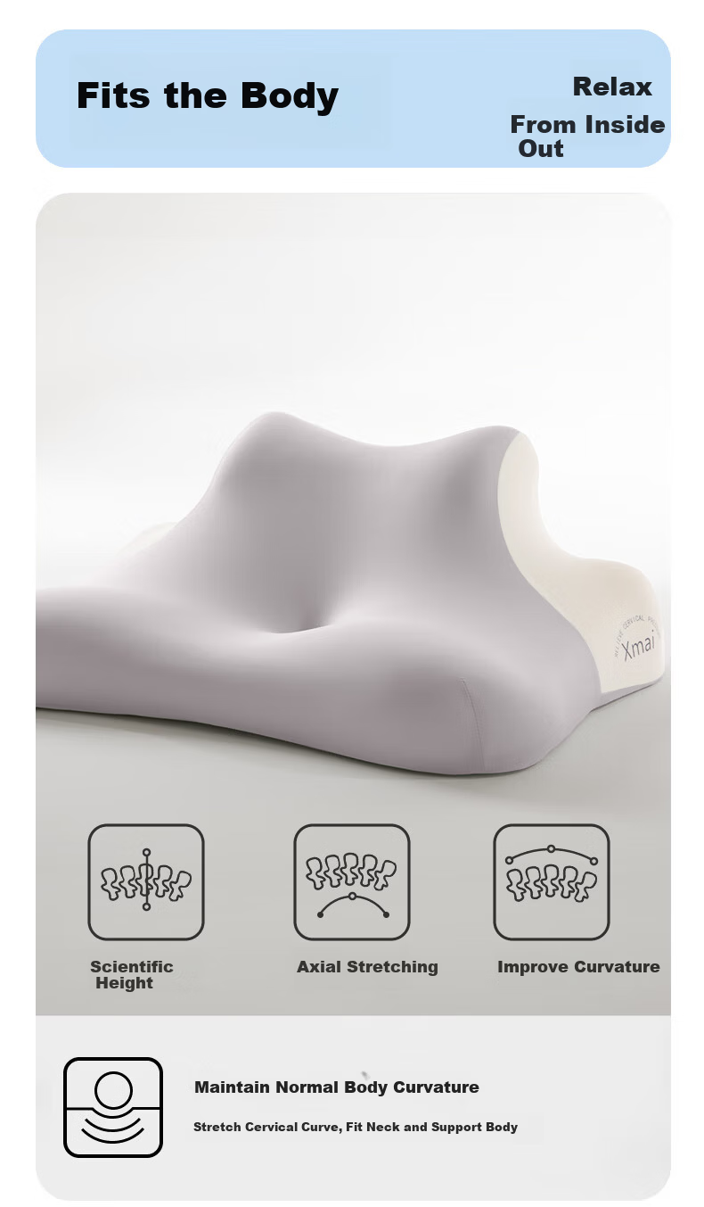 CROWN Neck Support Pillow Deep Sleep Cervical Pillow Memory Foam Pillow Core Headrest Pillow for Men and Women Nap Pillow 4