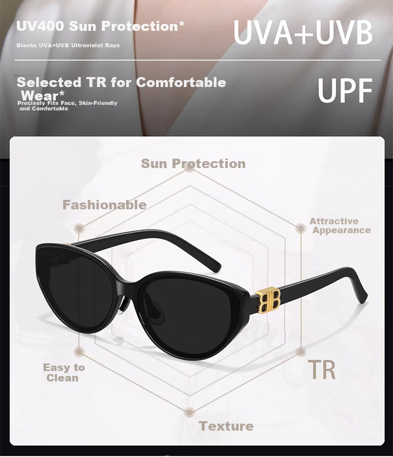 FENCHI Premium Cat Eye Sunglasses for Women 2026 New UV Protection Vintage Round Face Slimming Retro Sunglasses 5
