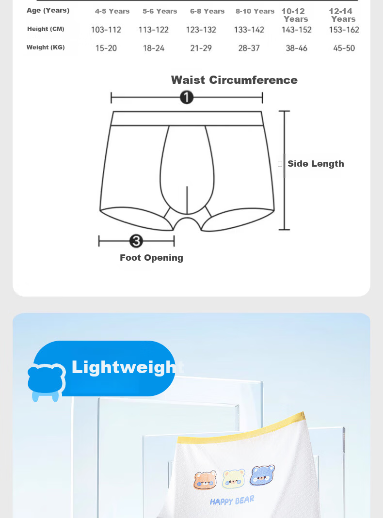 Langsha Boys' Underwear Children's Summer Thin Ice Silk 10A Antibacterial Boxer Shorts for Older Boys 11
