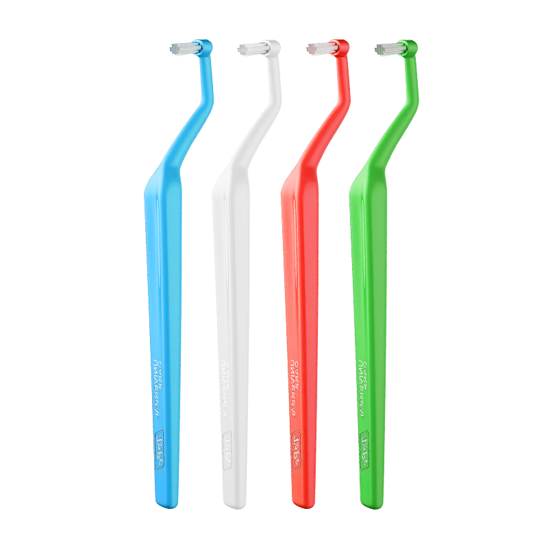 Tepe Swedish Imported Single Handle Toothbrush Medium Bristles for Adults, Orthodontic And Dental Implant Care, Small Brush Head for Interdental Cleaning, Random Color