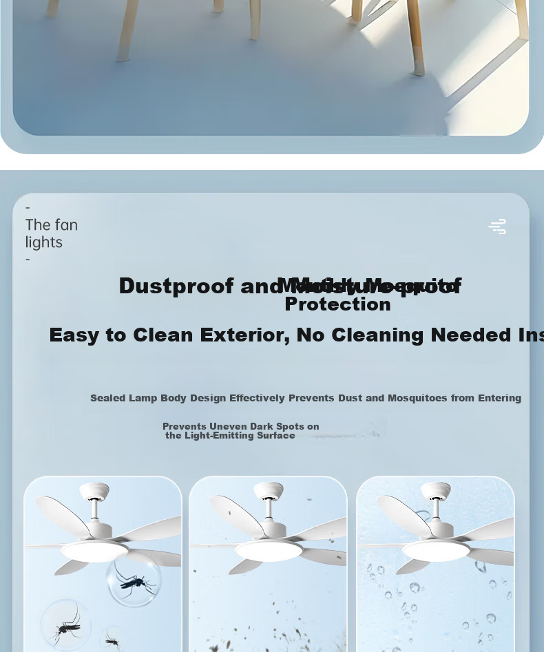 Airmate [With Installation] Ultra-thin Ceiling Fan Light Integrated Home Living Room High Wind Speed Fan Light Dining Room Ceiling Fan Bedroom 16