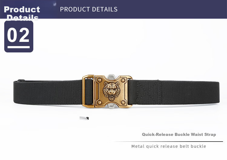 Half-Cigarette Canvas Belt Men's Leather Belt New Durable Breathable Elastic Battle Tiger Interlocking Buckle Tactical Outdoor Sports Waistband 4
