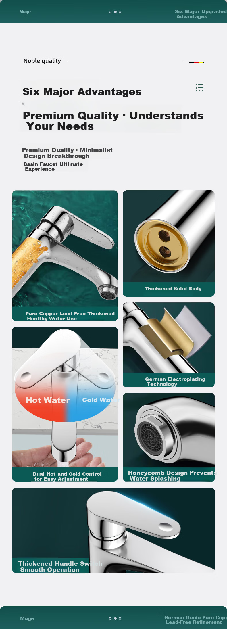 MUGE Basin Faucet Pull-Out Mixer Tap for Bathroom Sink Hot and Cold Water 1