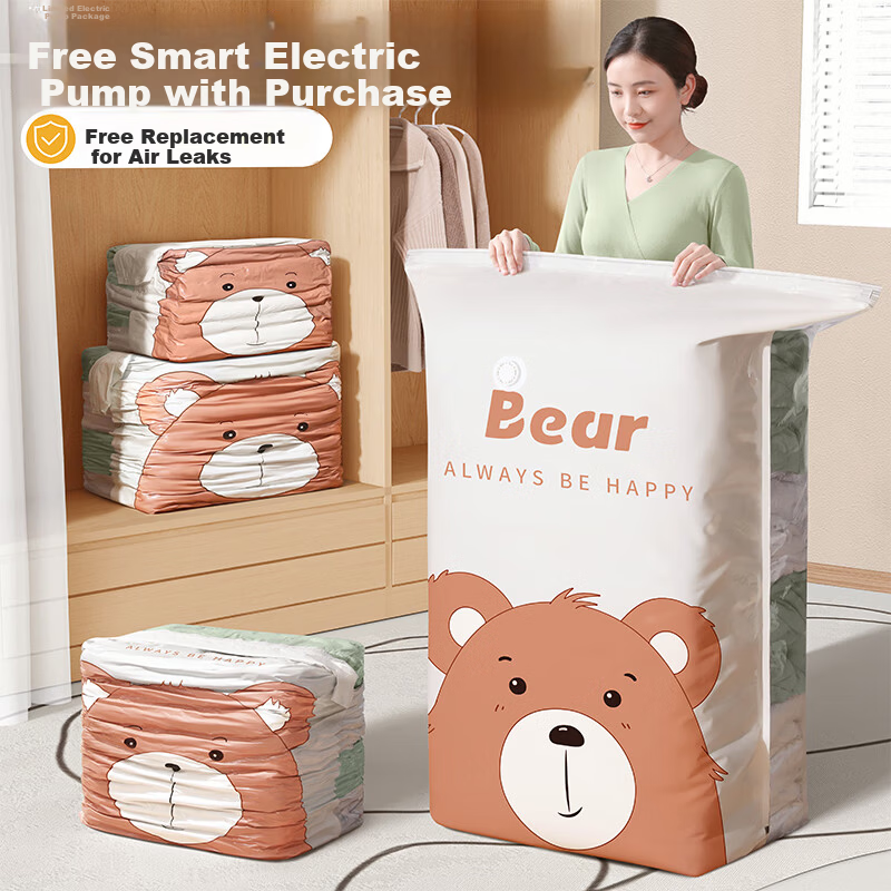 Ontu Vacuum Compression Storage Bag Electric Air Pump for Quilts Clothes Down Jackets Sealed No-Pump Organizing Bag