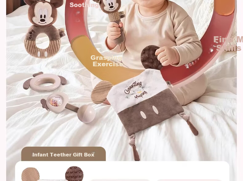 Disney Newborn Welcome Gift Box Baby Rattle Toy Soothing 0-12 Months Infant Month Celebration Children's Day Gift 7