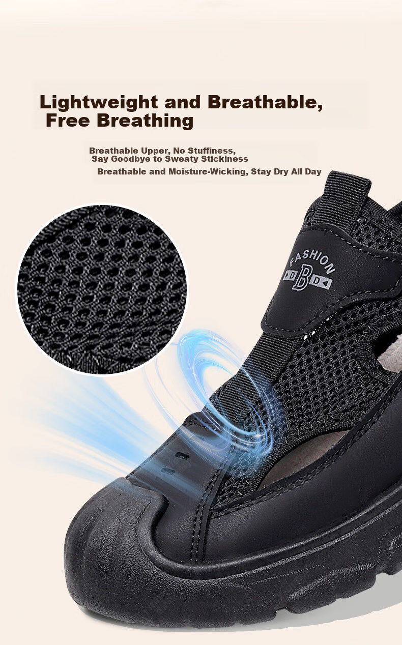 Yidisen Summer Genuine Breathable Water-Resistant Hiking Sandals for Men Hollow Out Beach Shoes Mesh Toe Cap Coffee Color Size 39 8