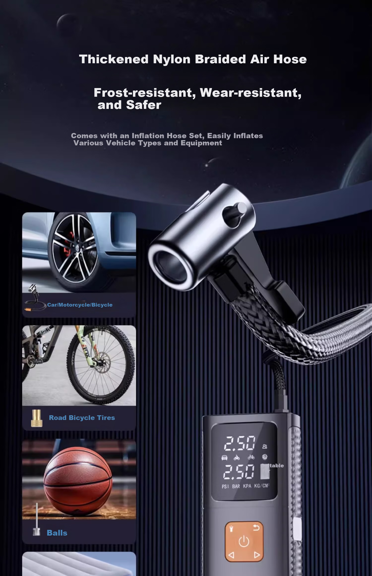 HELLOLEIBOO Car Wireless Air Pump Portable Electric Tire Inflator with Tire Pressure Gauge for Cars 19