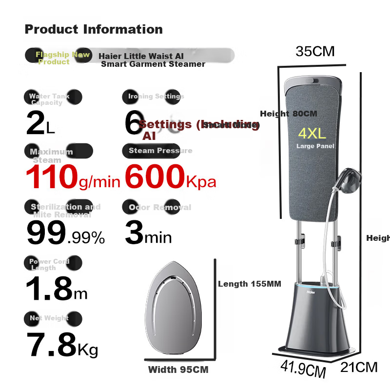 Haier 【Price Protection 618】Shijia Slim Waist Large Ironing Board Vertical Garment Steamer HY-VD2528(G)