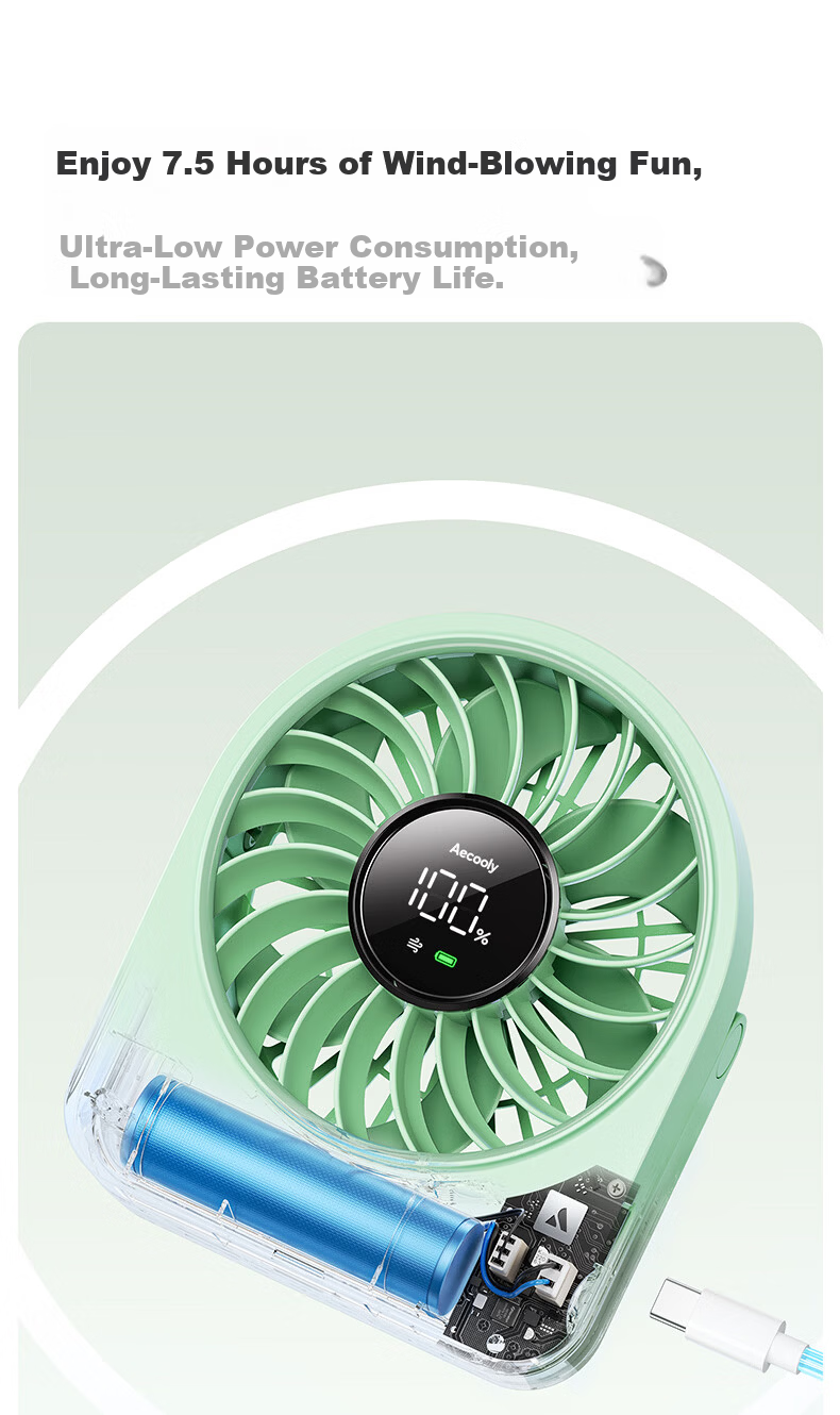 Aecooly Mini Portable USB Rechargeable Quiet Desktop Fan Lightweight Handheld Small Electric Fan for Outdoor Camping Dormitory with 10% Off for Top Streamers 12