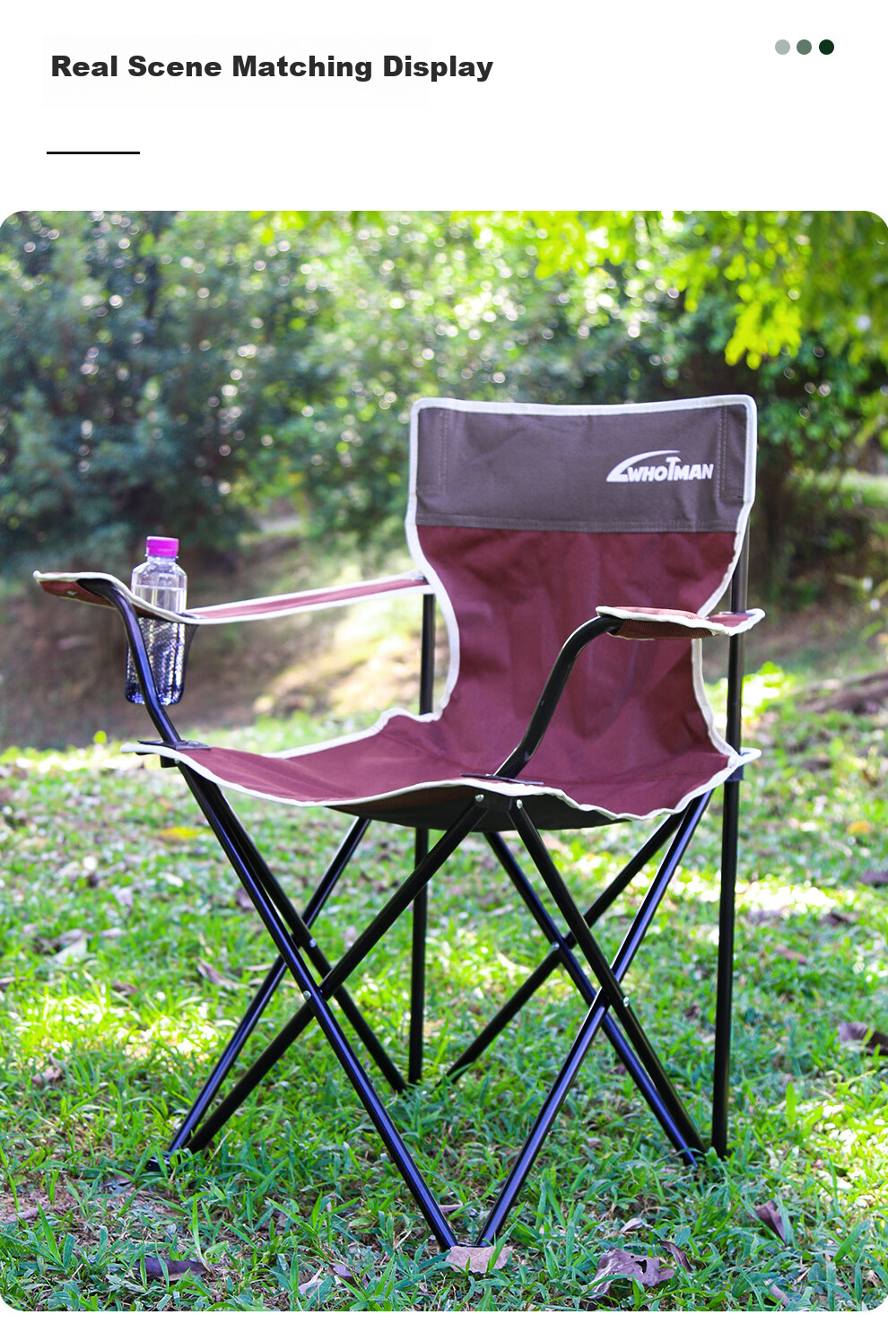 Waterman Outdoor Folding Chair High Back Moon Chair Camping Portable Recliner Fishing Chair Green 77782 7