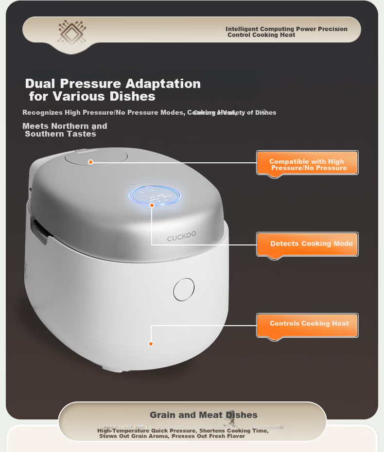 CUCKOO Price Protection 618 Electric Rice Cooker Korean Imported Noise Reduction Dual Pressure IH Heating Smart Voice Non-stick 4.8L 4-5 People CRP-NHTR1011FW 3